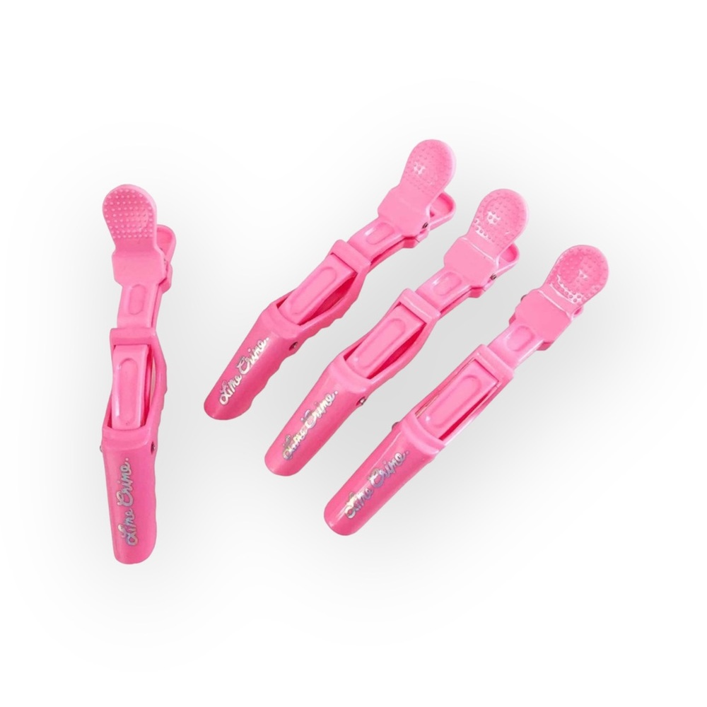 HTF: new Lime Crime 𖠌 Unicorn Hair Clips 𖠌 Set 4 𖠌 Bubblegum Pink 𖠌 Holo Bag